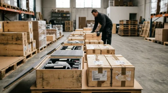 Casse di vino protette in polistirolo pronte per la spedizione con imballaggi professionali