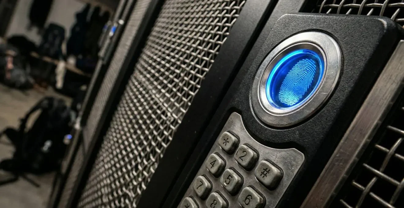 Sistema di armadietti moderni con lucchetti digitali in un ostello londinese